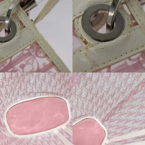 DIOR Trotter Canvas Hand Bag Vinyl Clear Silver - Picture 11 of 14